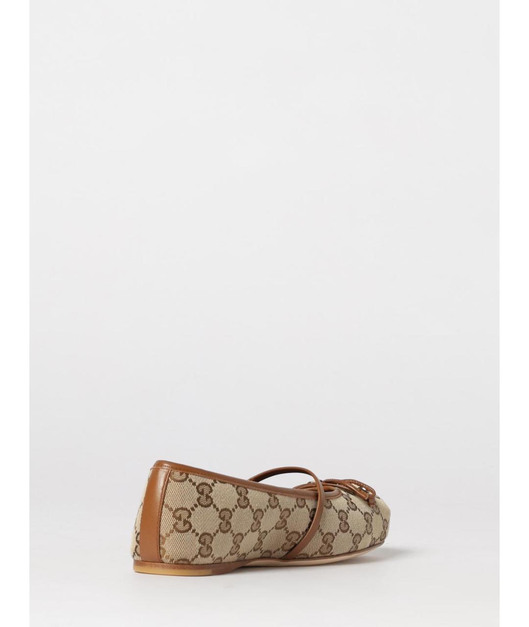GUCCI Бежевые текстильные балетки, фото 3