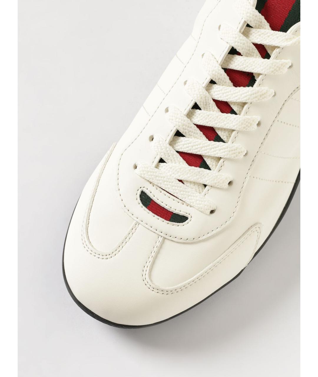 GUCCI Белые кожаные низкие кроссовки / кеды, фото 4