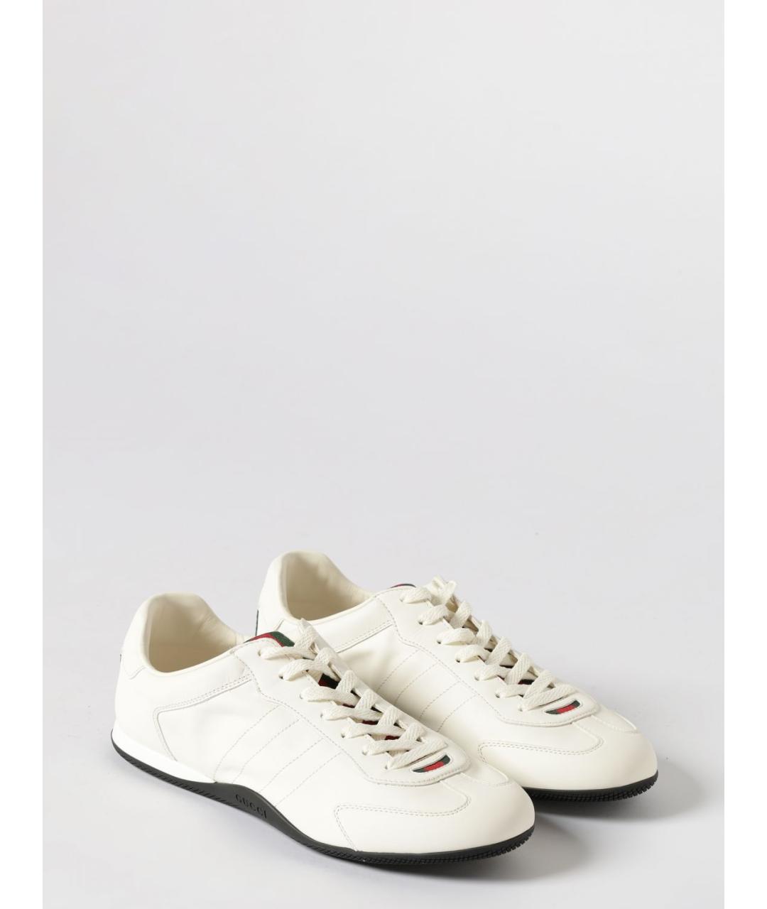 GUCCI Белые кожаные низкие кроссовки / кеды, фото 2
