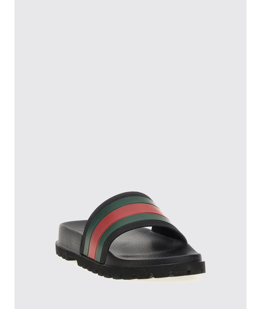 GUCCI Черные резиновые шлепанцы, фото 2
