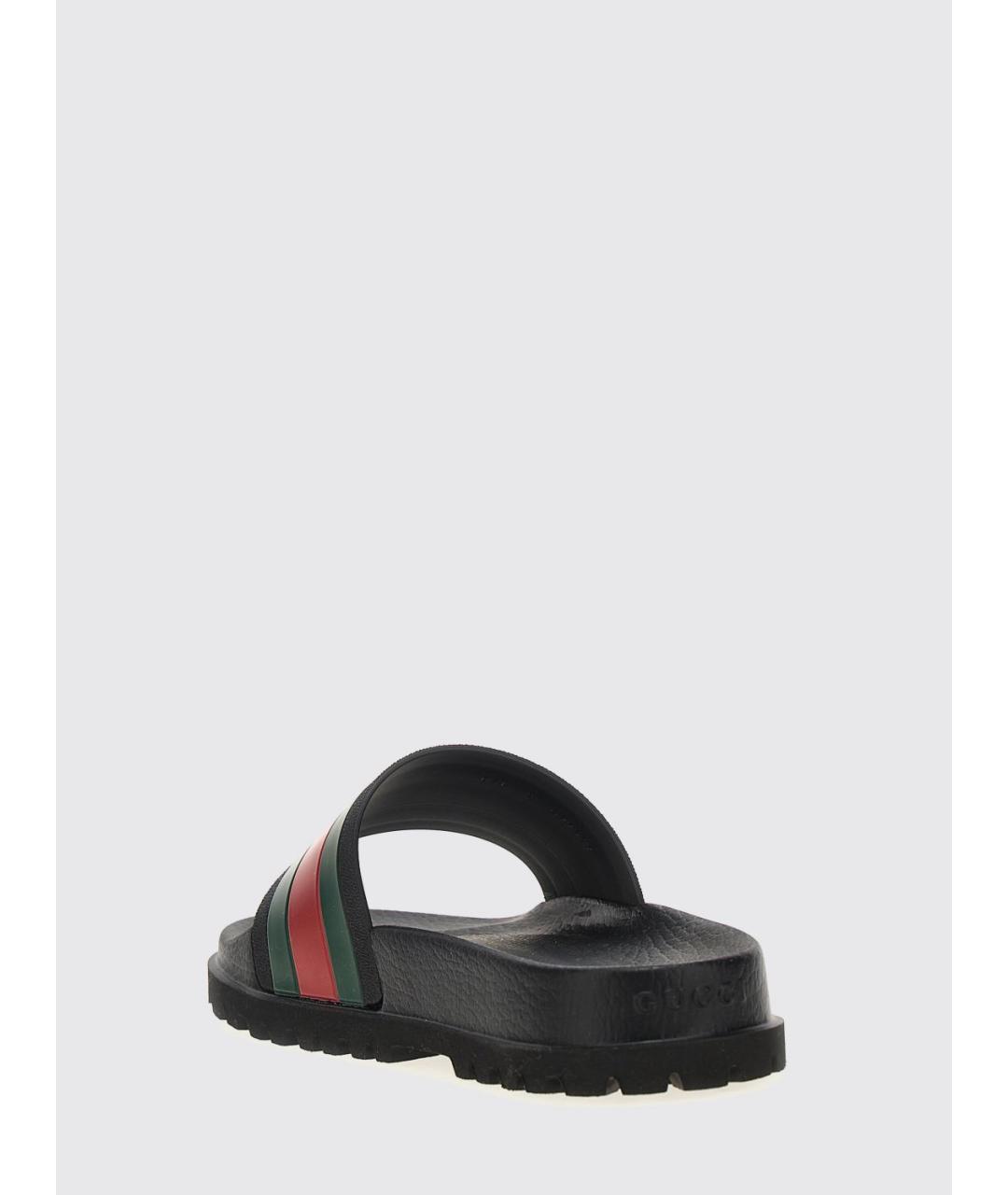 GUCCI Черные резиновые шлепанцы, фото 3