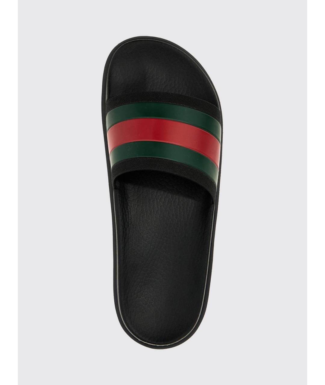 GUCCI Черные резиновые шлепанцы, фото 4