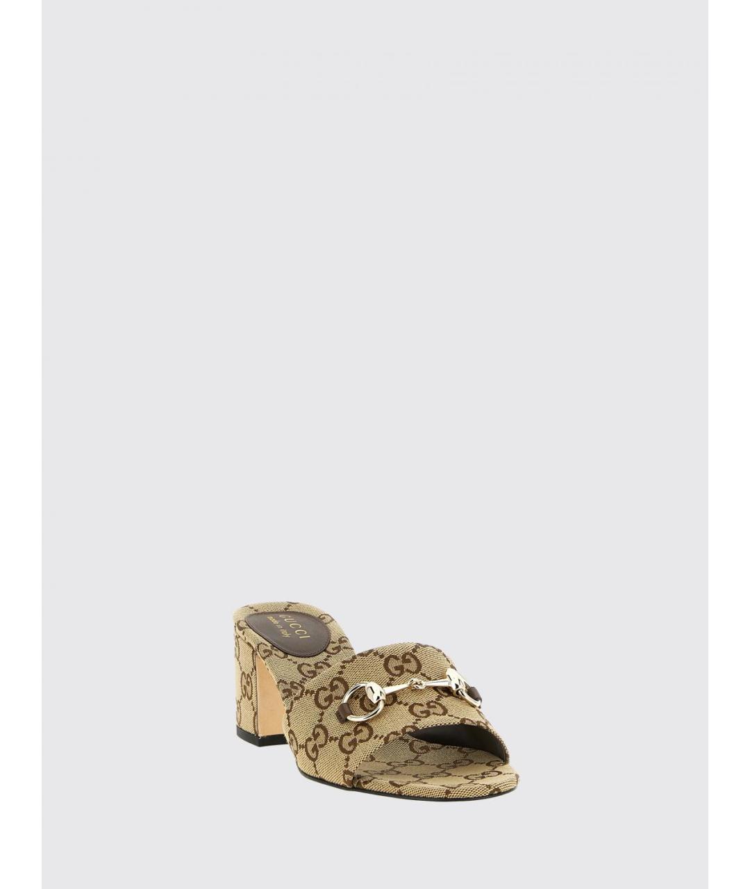 GUCCI Бежевые синтетические мюли, фото 2