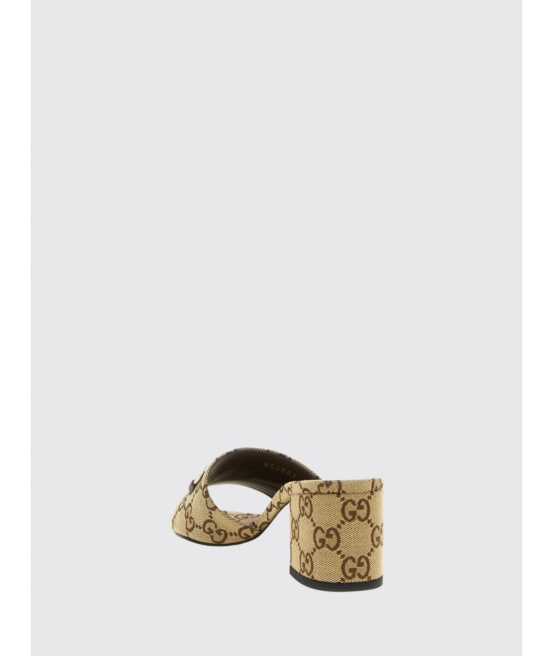 GUCCI Бежевые синтетические мюли, фото 3
