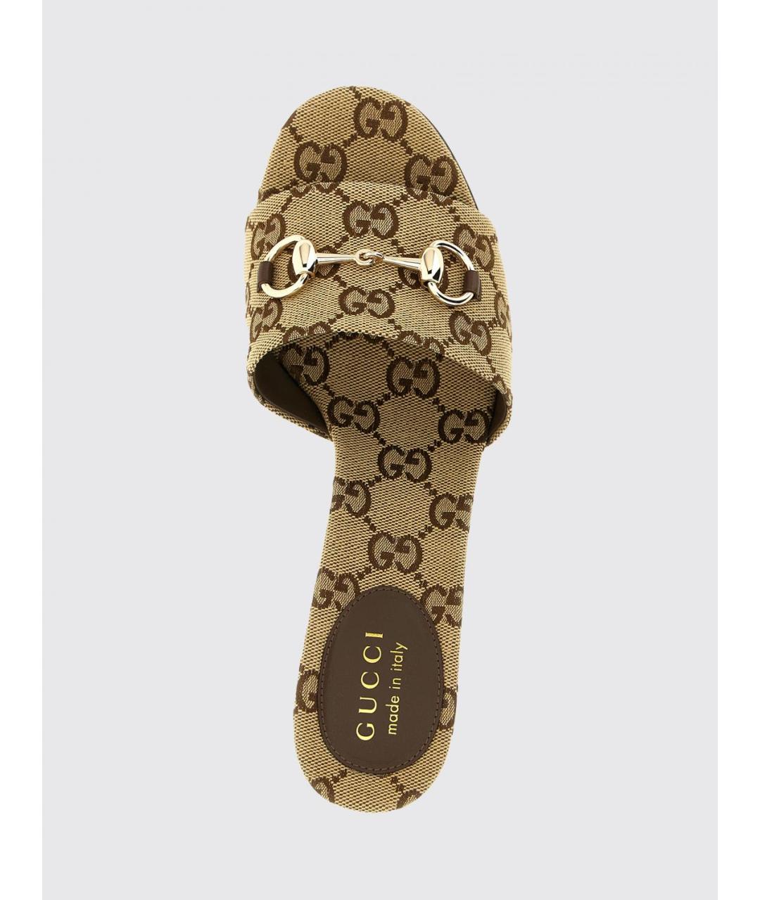 GUCCI Бежевые синтетические мюли, фото 4
