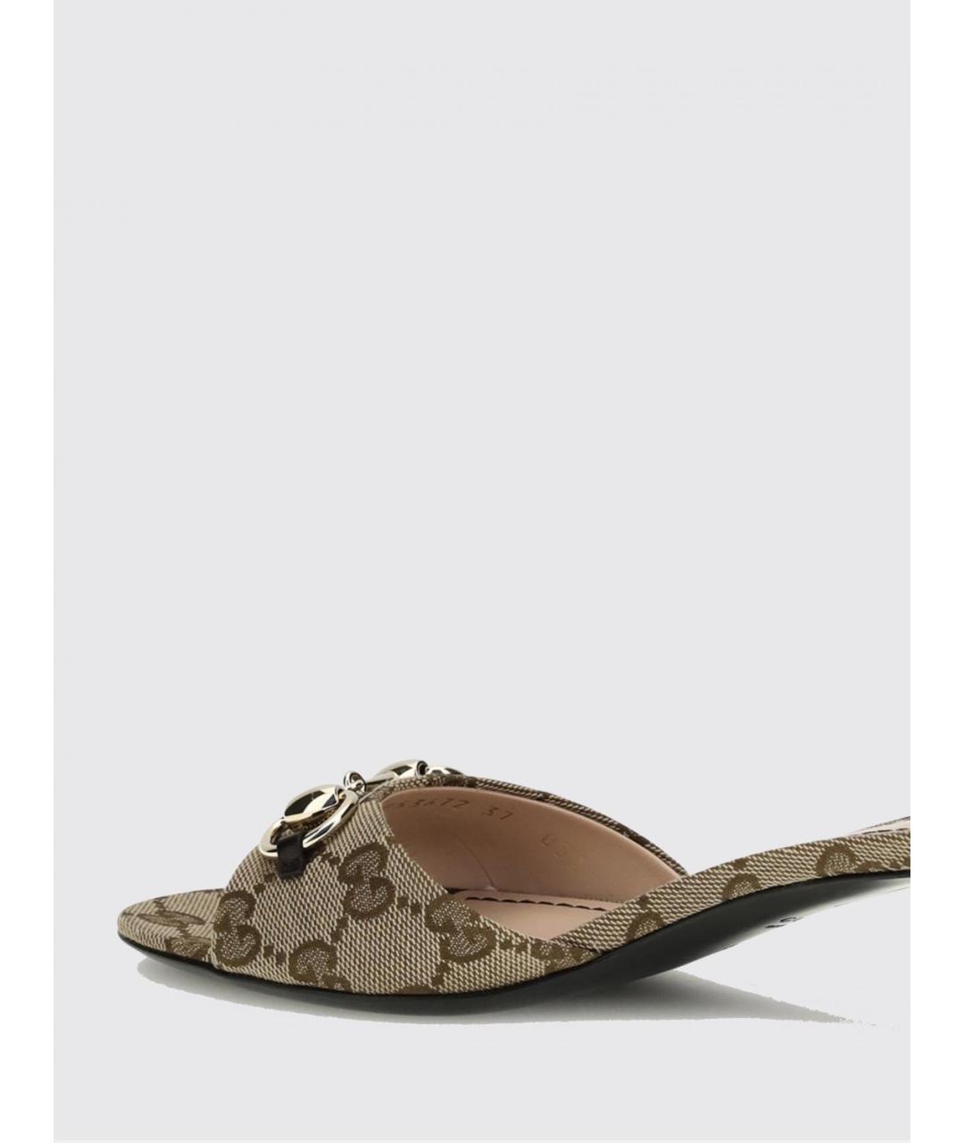 GUCCI Бежевые текстильные мюли, фото 3