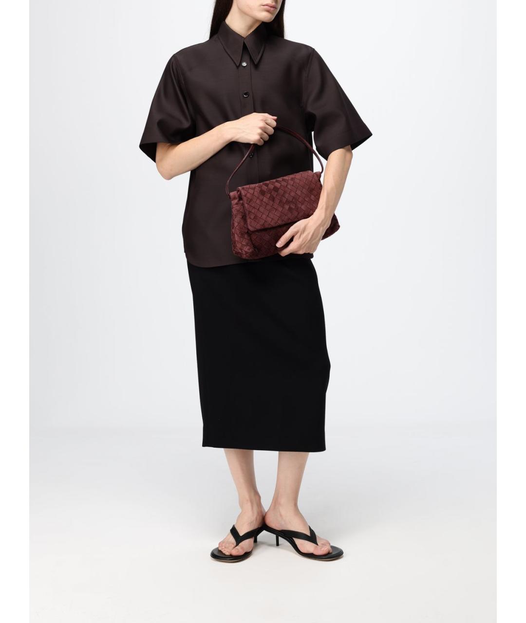 BOTTEGA VENETA Бордовая замшевая сумка через плечо, фото 2
