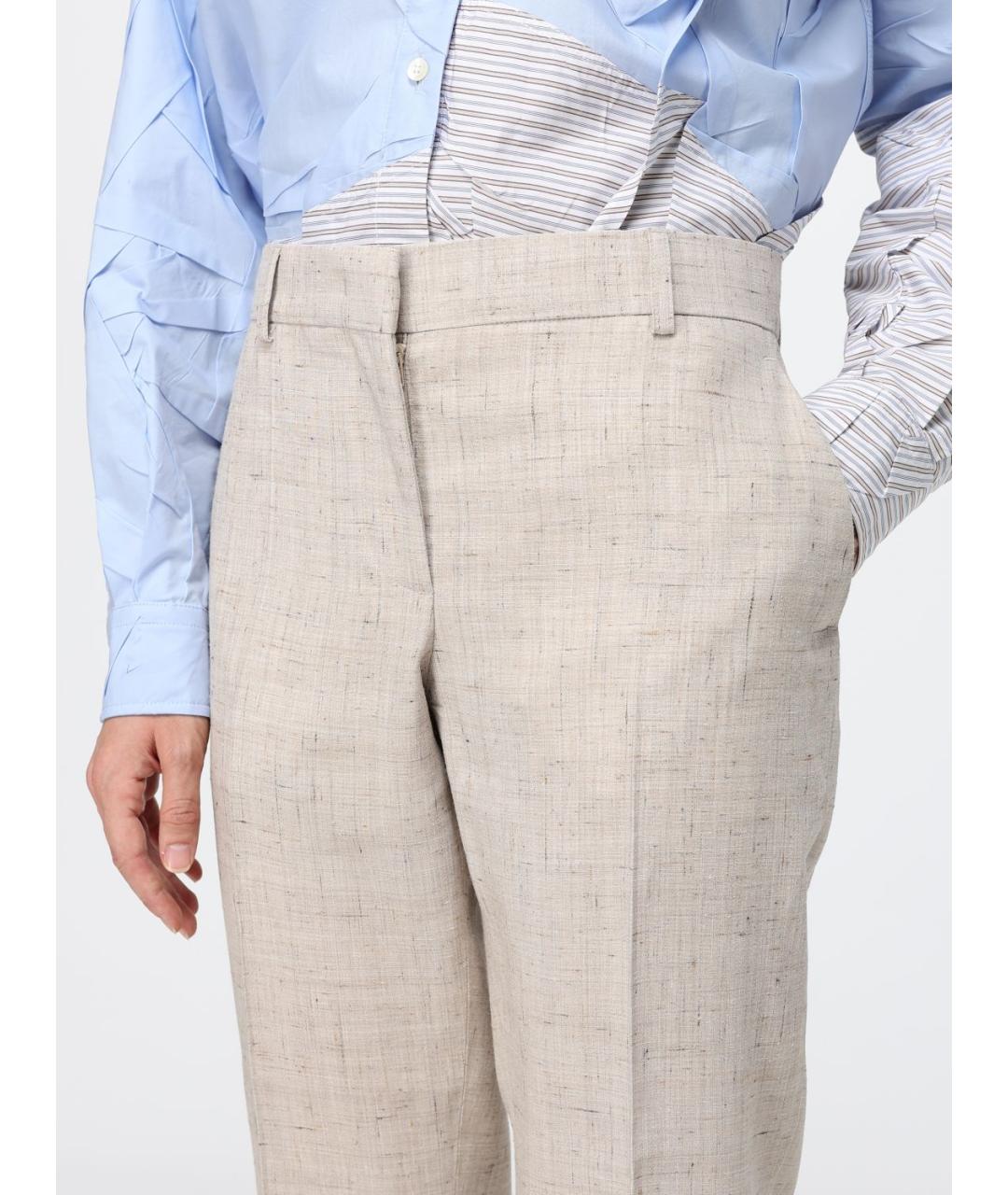 MOSCHINO Бежевые вискозные прямые брюки, фото 4