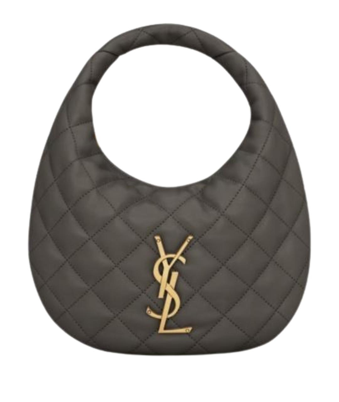 SAINT LAURENT Серая кожаная сумка с короткими ручками, фото 1