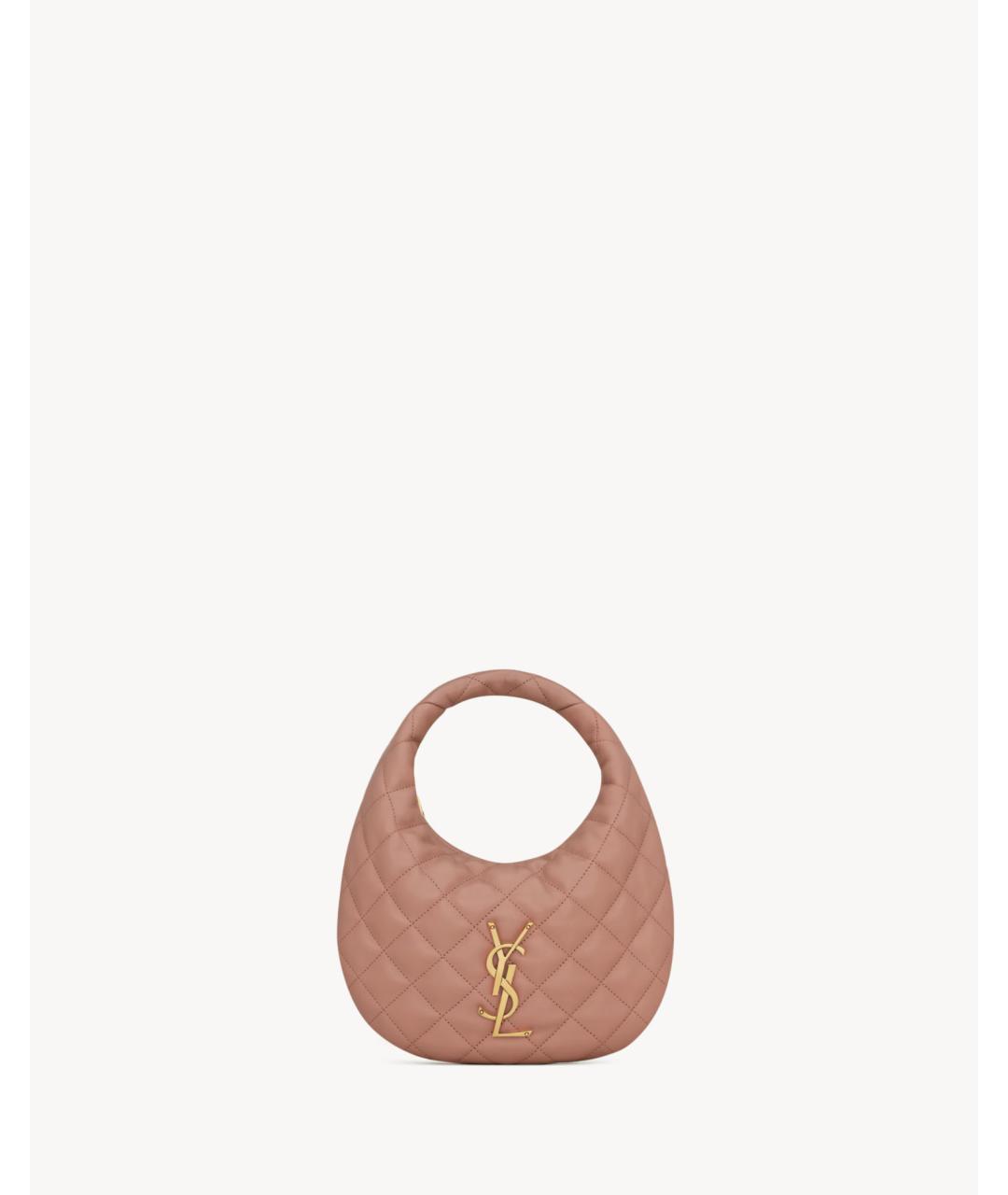 SAINT LAURENT Розовая кожаная сумка с короткими ручками, фото 6