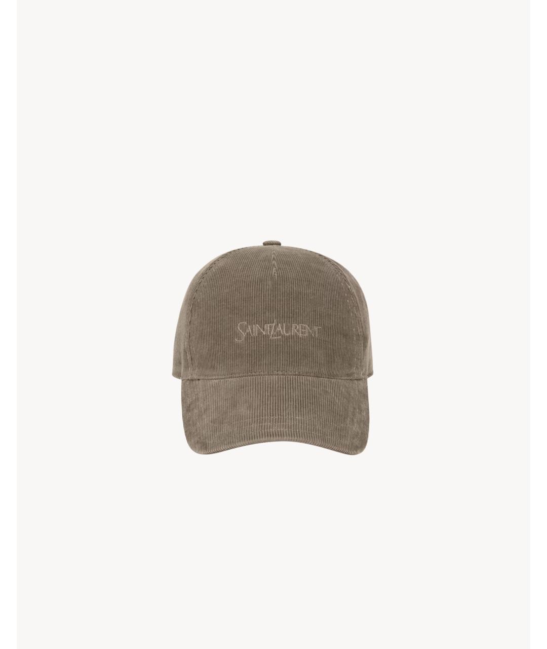 SAINT LAURENT Хаки хлопковая кепка, фото 2