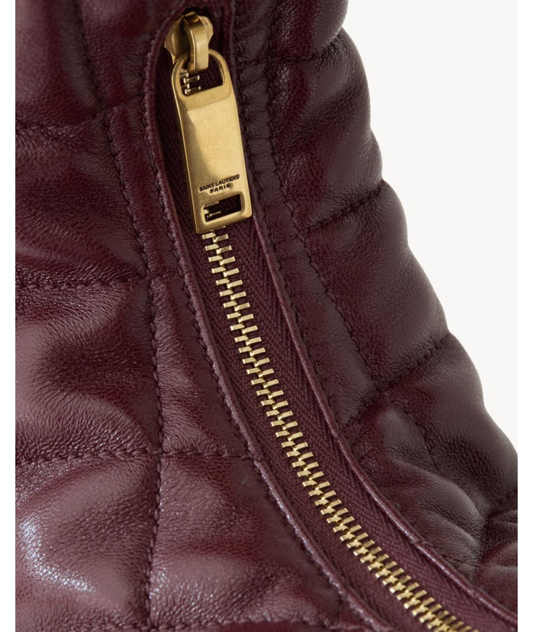 SAINT LAURENT Бордовая кожаная сумка с короткими ручками, фото 6