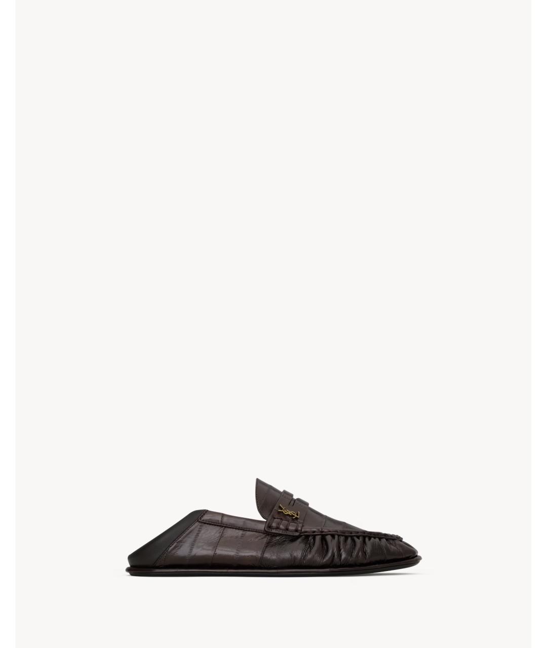 SAINT LAURENT Коричневые кожаные лоферы, фото 2