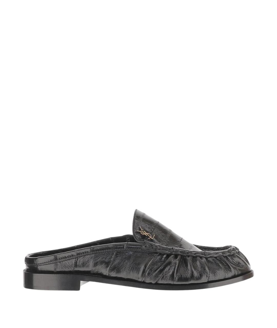SAINT LAURENT Черные кожаные мюли, фото 1