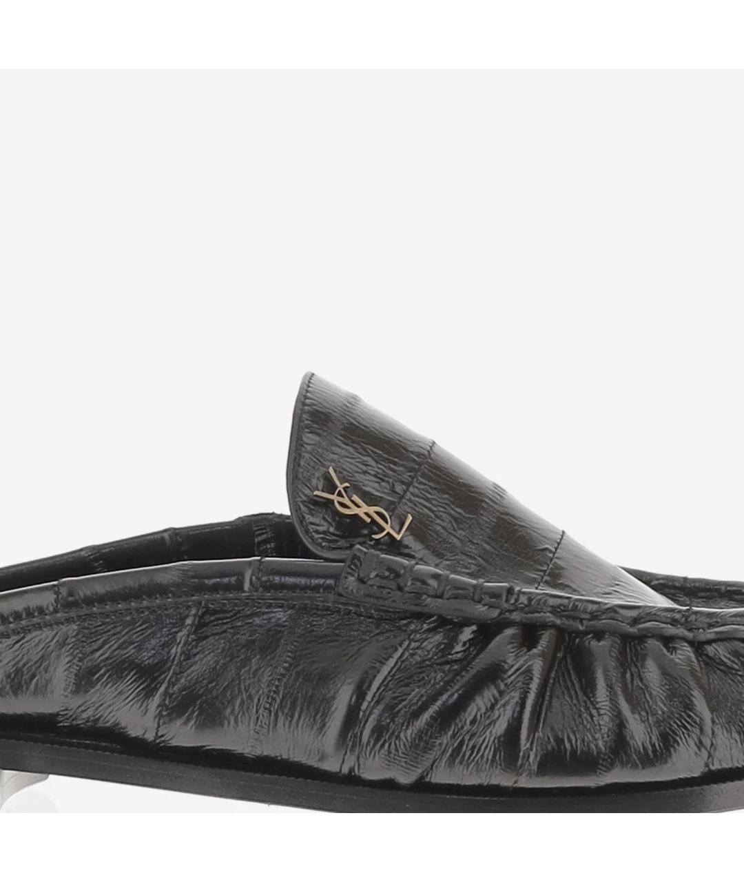 SAINT LAURENT Черные кожаные мюли, фото 5