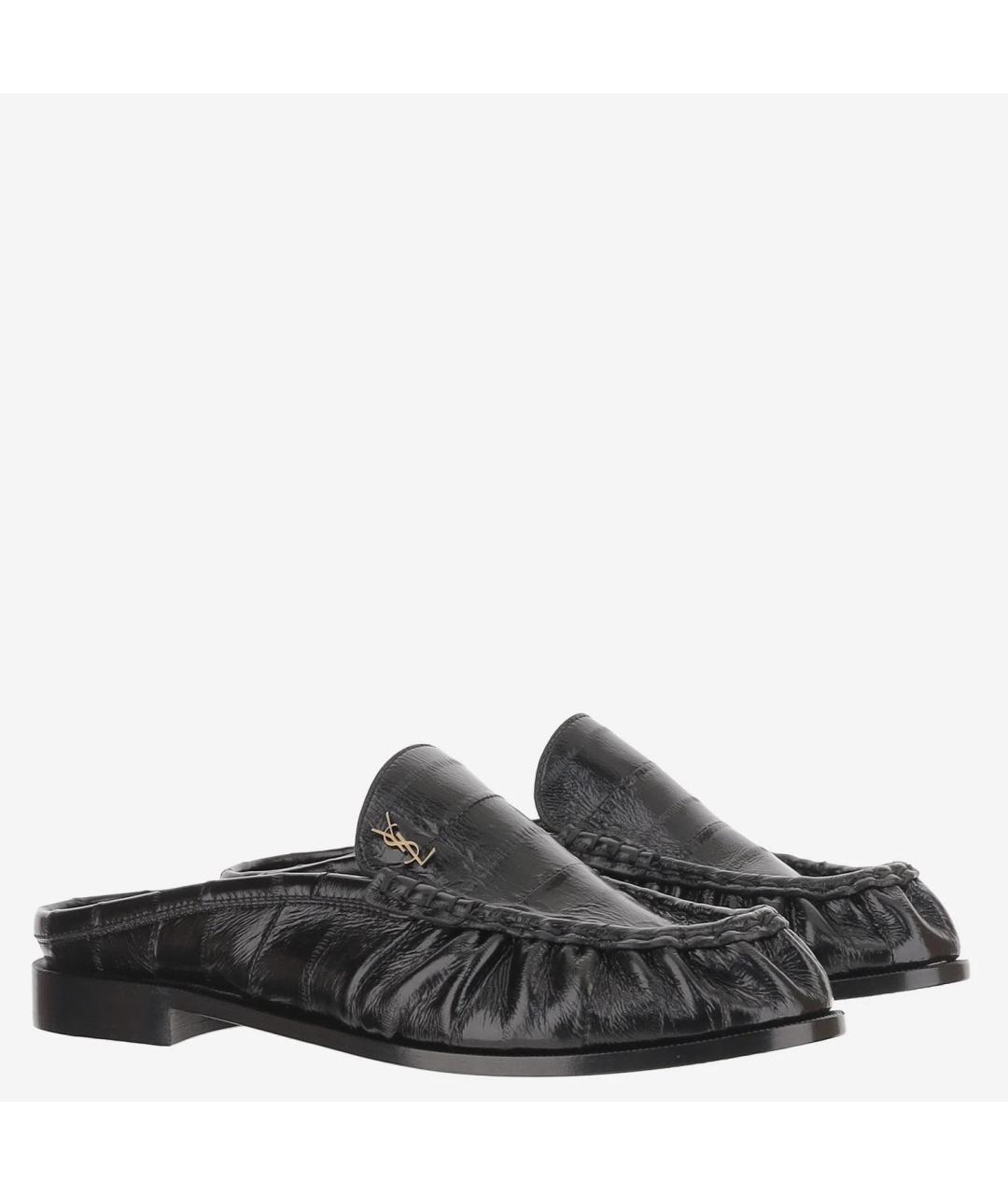 SAINT LAURENT Черные кожаные мюли, фото 3