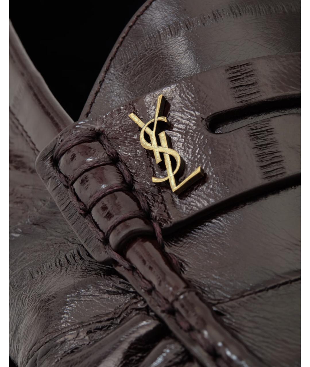 SAINT LAURENT Коричневые кожаные лоферы, фото 5