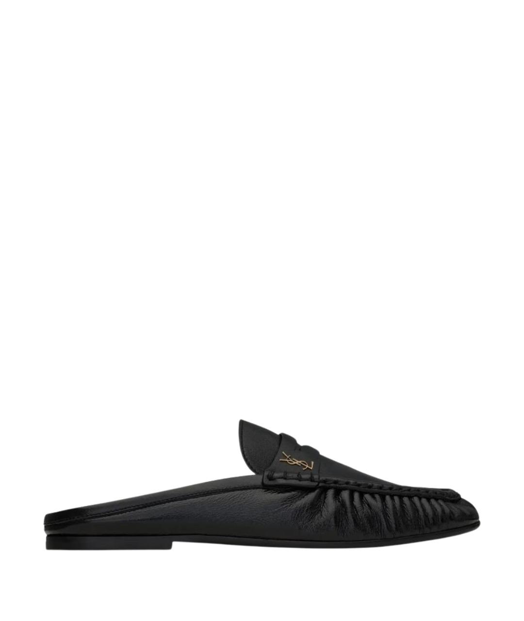 SAINT LAURENT Черные кожаные мюли, фото 1