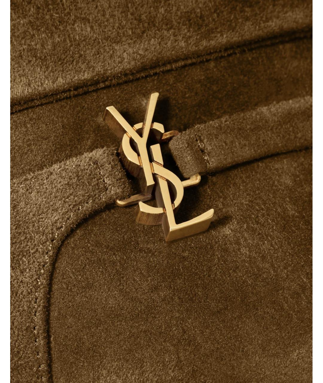 SAINT LAURENT Коричневые замшевые ботильоны, фото 4