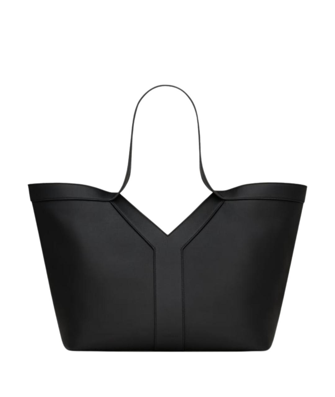 SAINT LAURENT Черная кожаная сумка тоут, фото 1