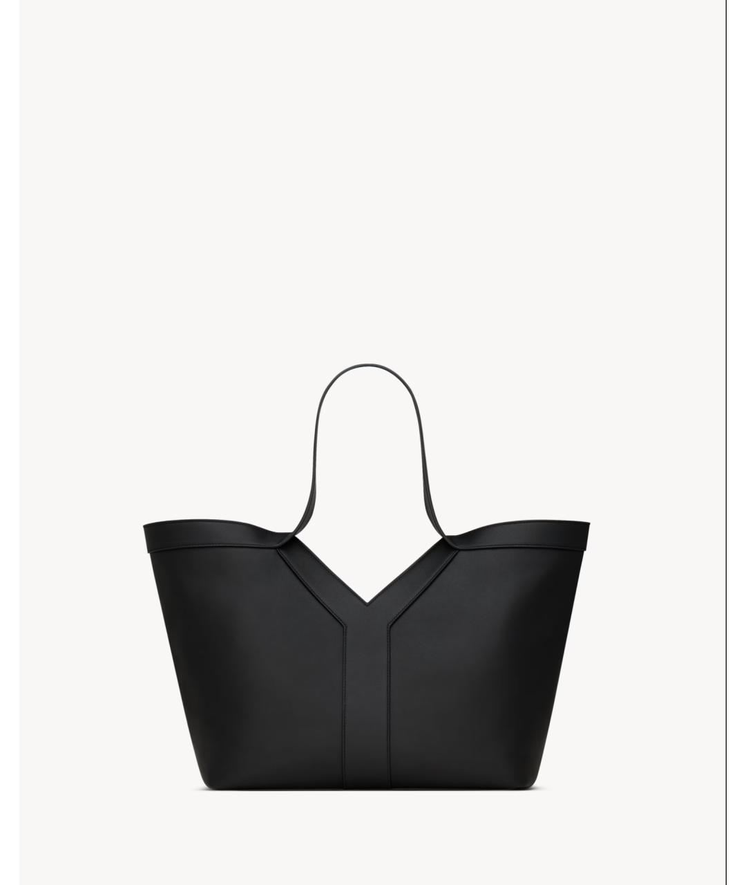 SAINT LAURENT Черная кожаная сумка тоут, фото 2