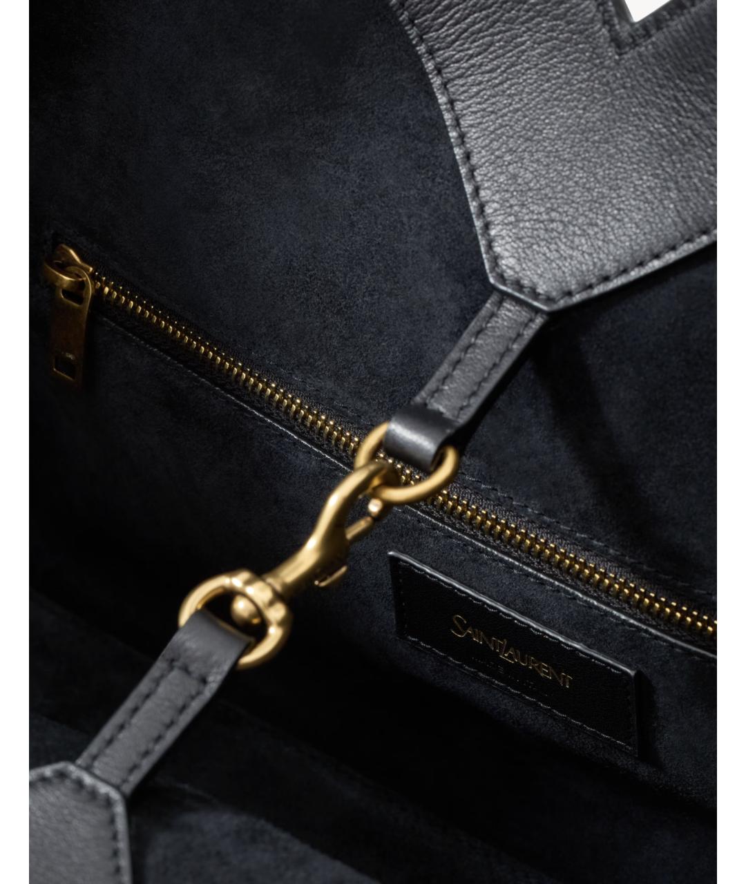SAINT LAURENT Черная кожаная сумка тоут, фото 6