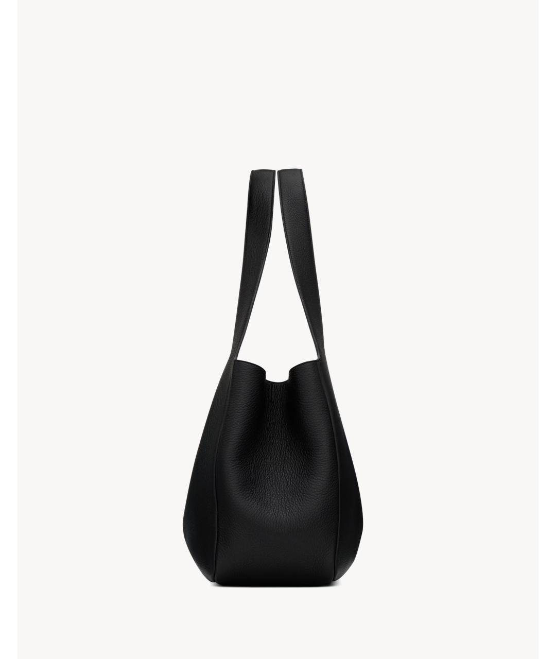 SAINT LAURENT Черная кожаная сумка тоут, фото 5