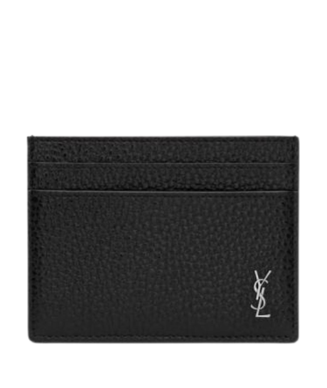 SAINT LAURENT Черный кожаный кардхолдер, фото 1