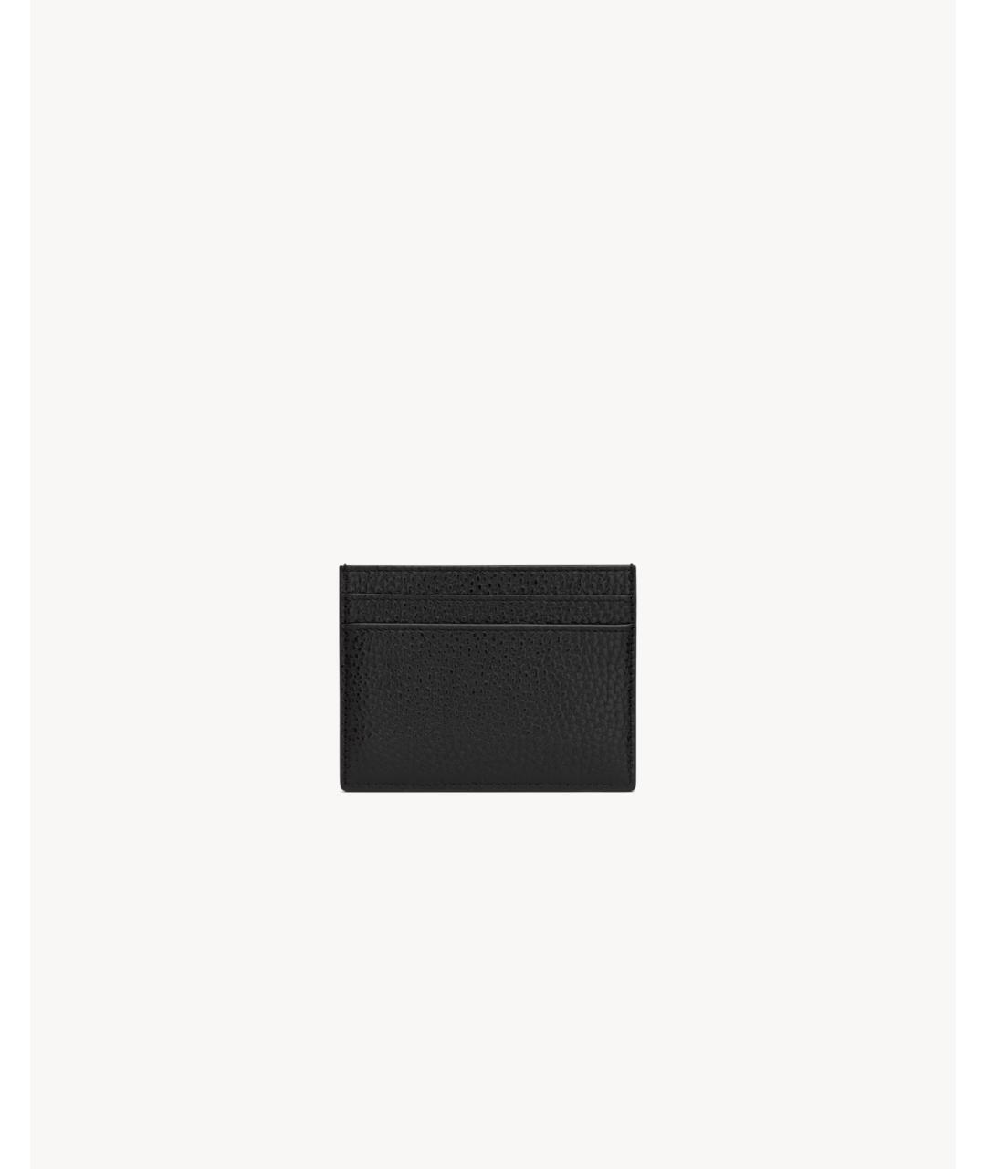 SAINT LAURENT Черный кожаный кардхолдер, фото 2