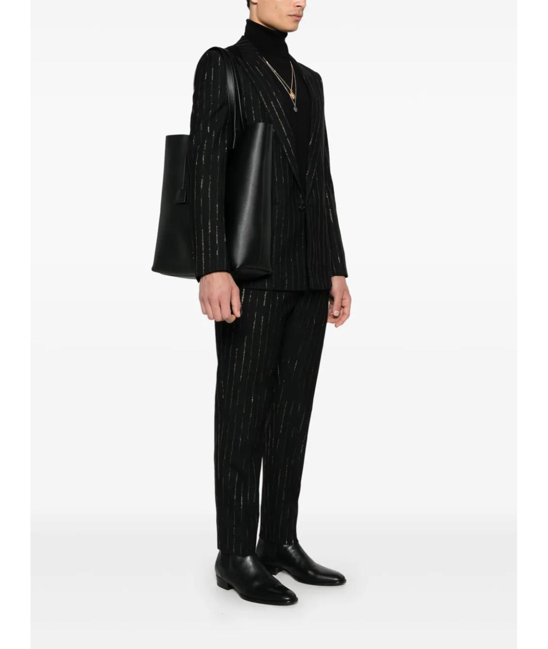 SAINT LAURENT Черная кожаная сумка тоут, фото 2