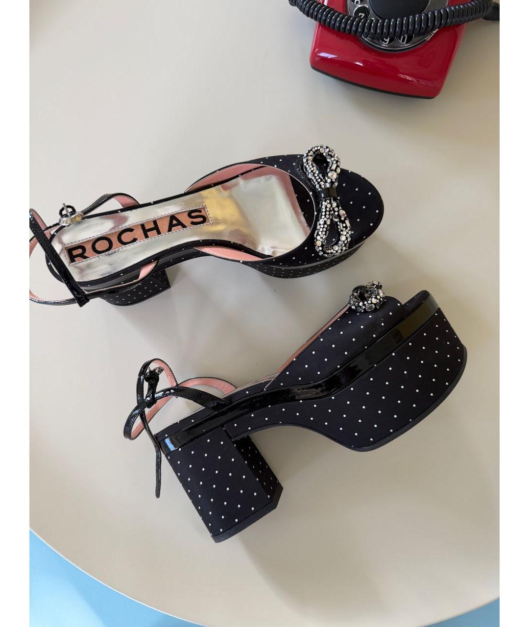 ROCHAS Черные текстильные босоножки, фото 4