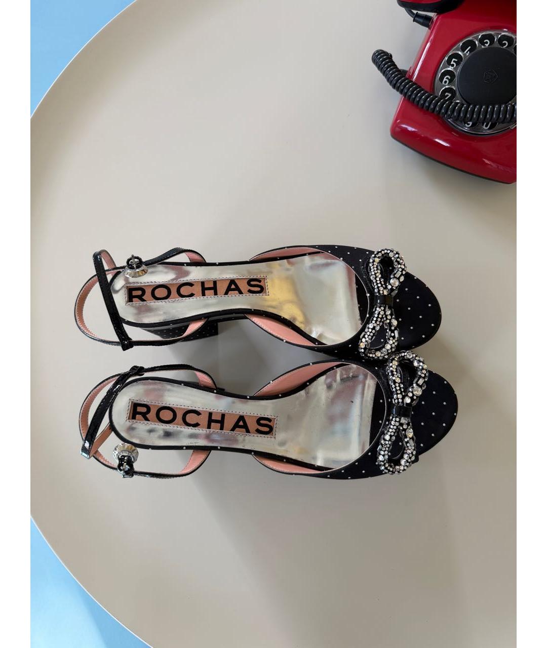 ROCHAS Черные текстильные босоножки, фото 5