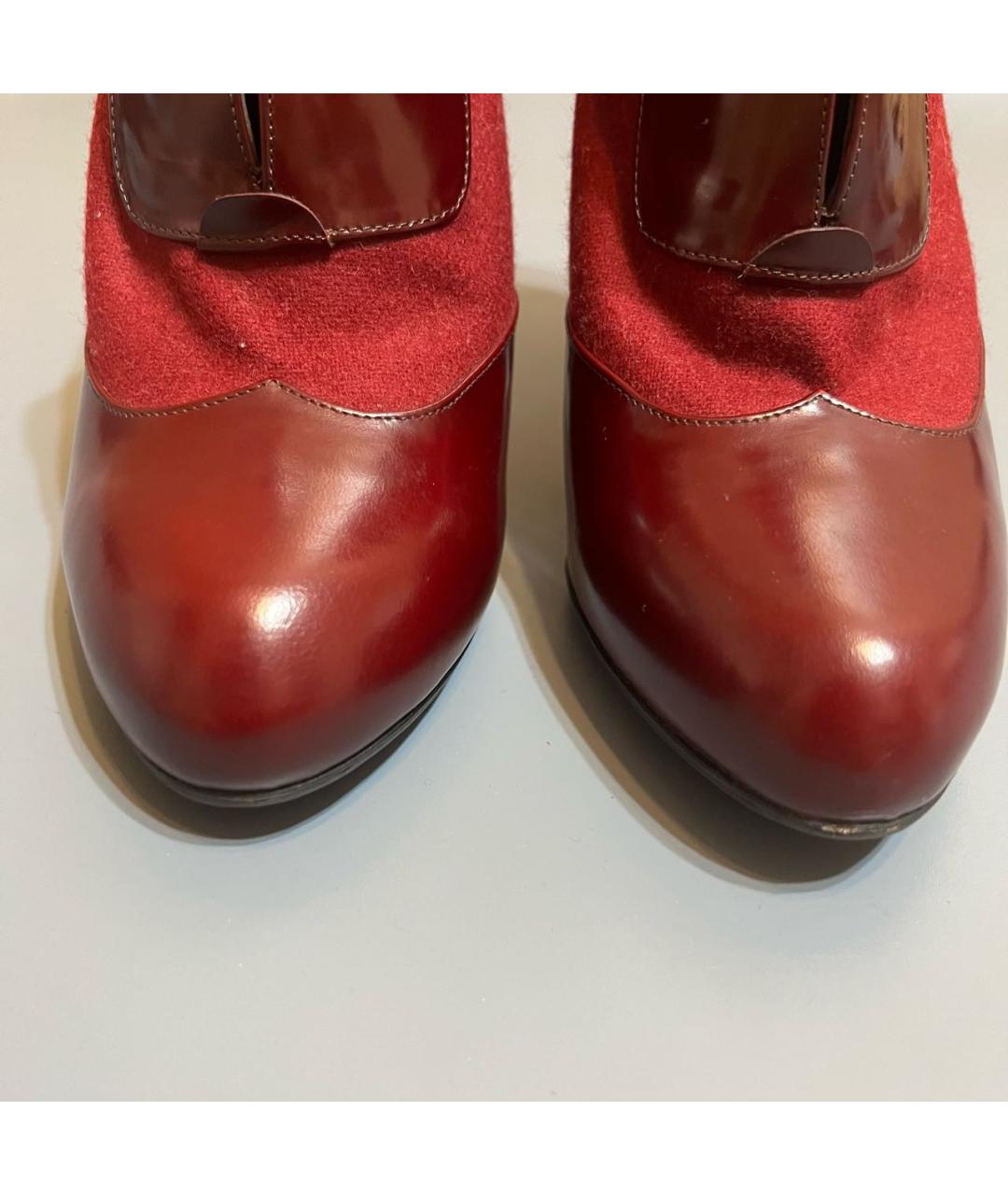 FENDI Бордовые кожаные ботильоны, фото 5