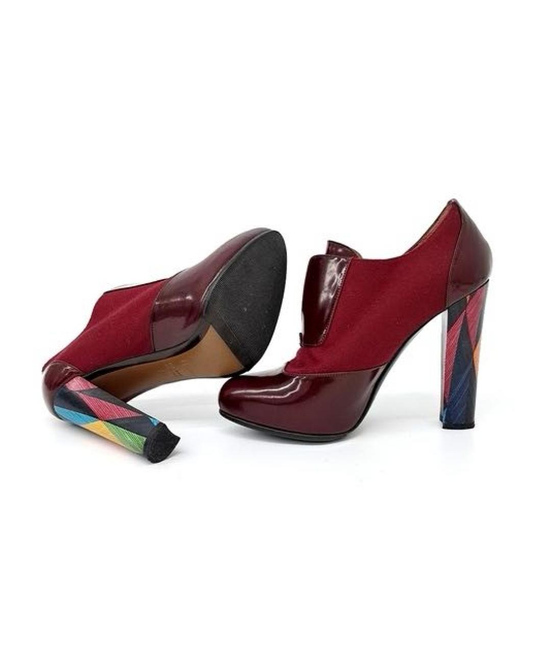 FENDI Бордовые кожаные ботильоны, фото 2