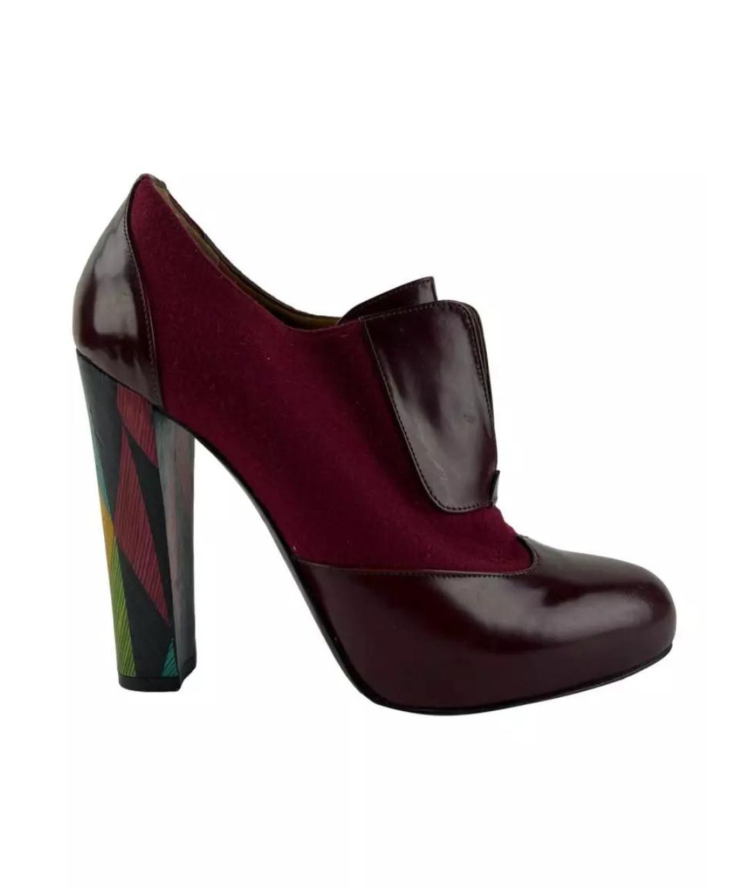 FENDI Бордовые кожаные ботильоны, фото 8