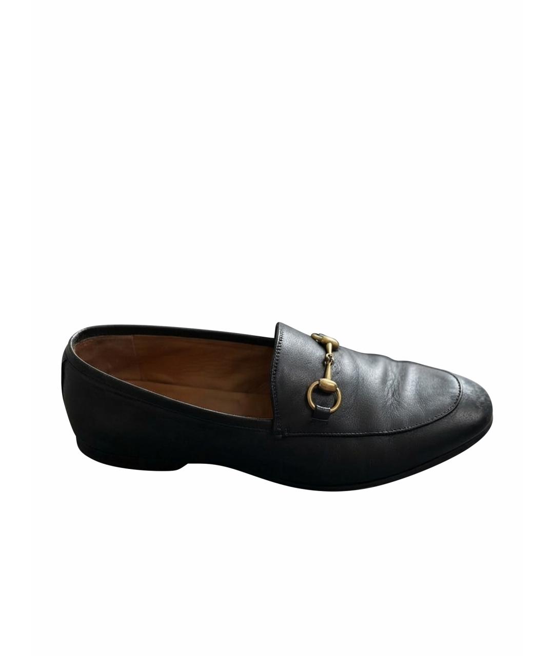GUCCI Черные кожаные лоферы, фото 1