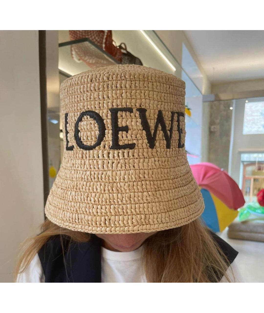 LOEWE Бежевая соломенная панама, фото 3