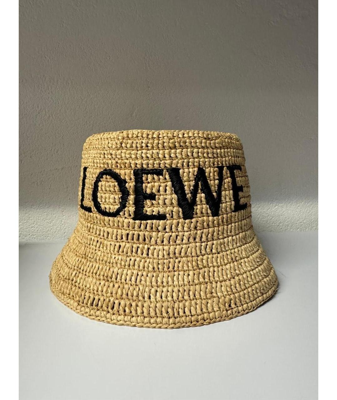 LOEWE Бежевая соломенная панама, фото 4