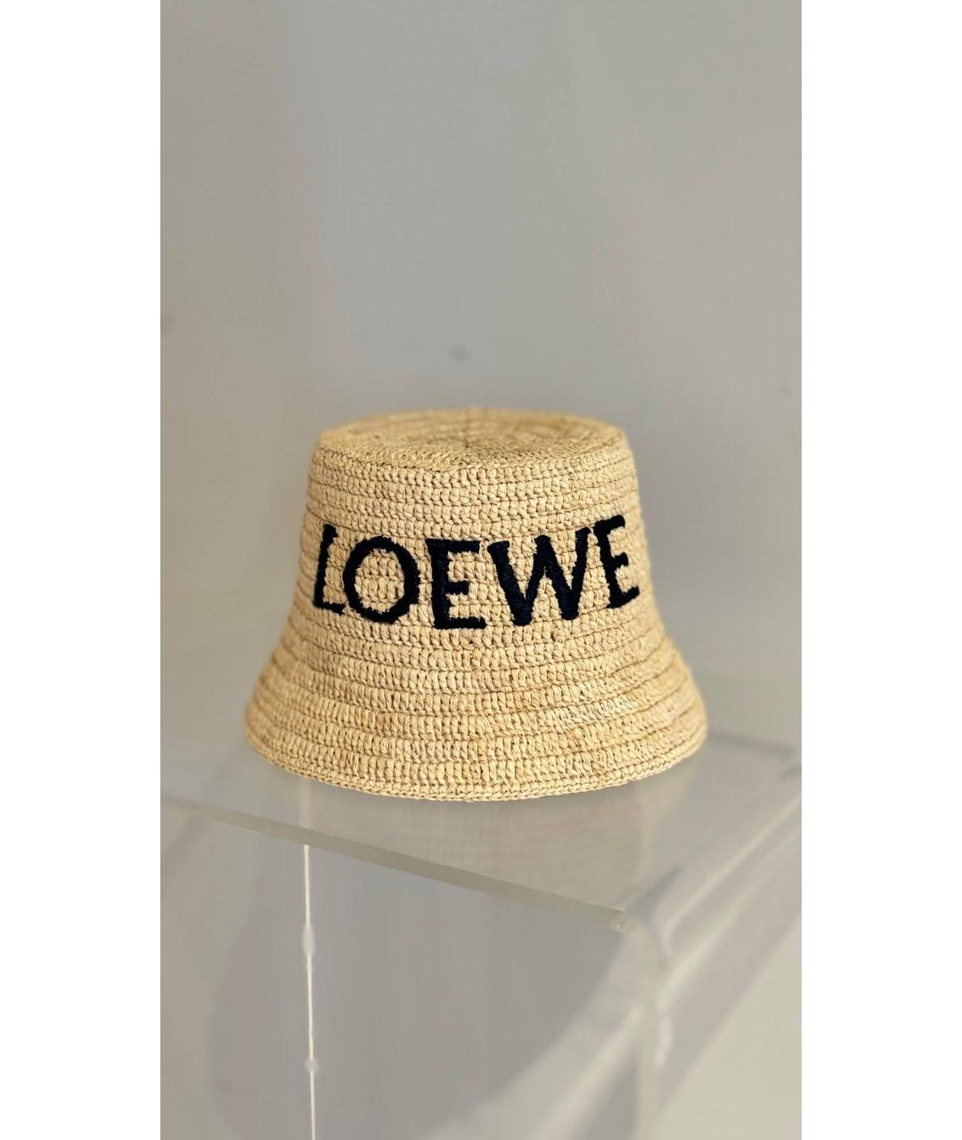 LOEWE Бежевая соломенная панама, фото 7