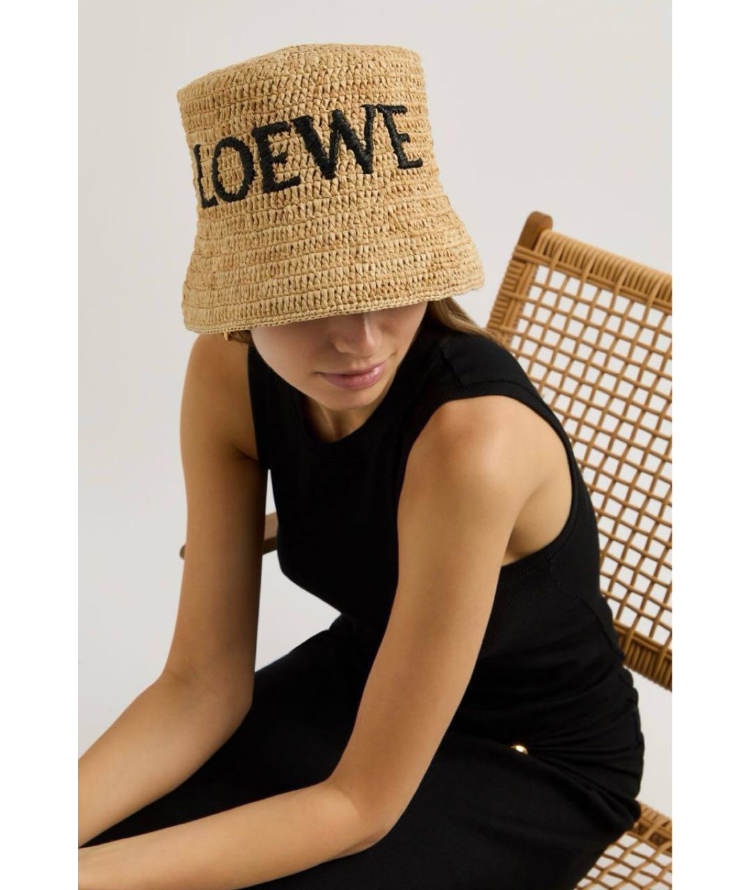 LOEWE Бежевая соломенная панама, фото 2