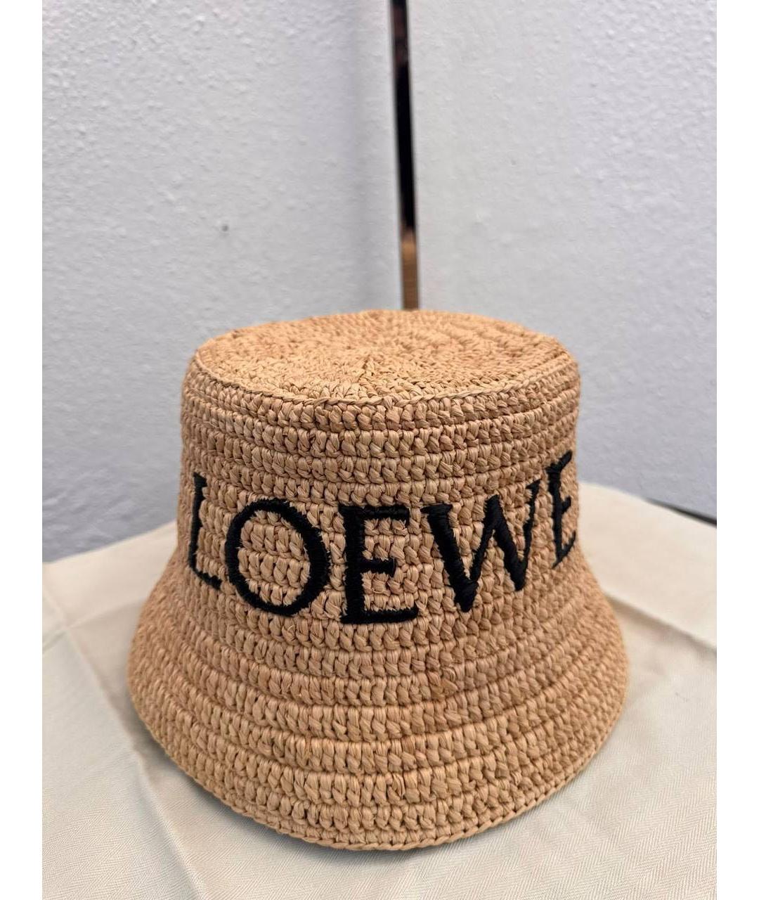 LOEWE Бежевая соломенная панама, фото 8