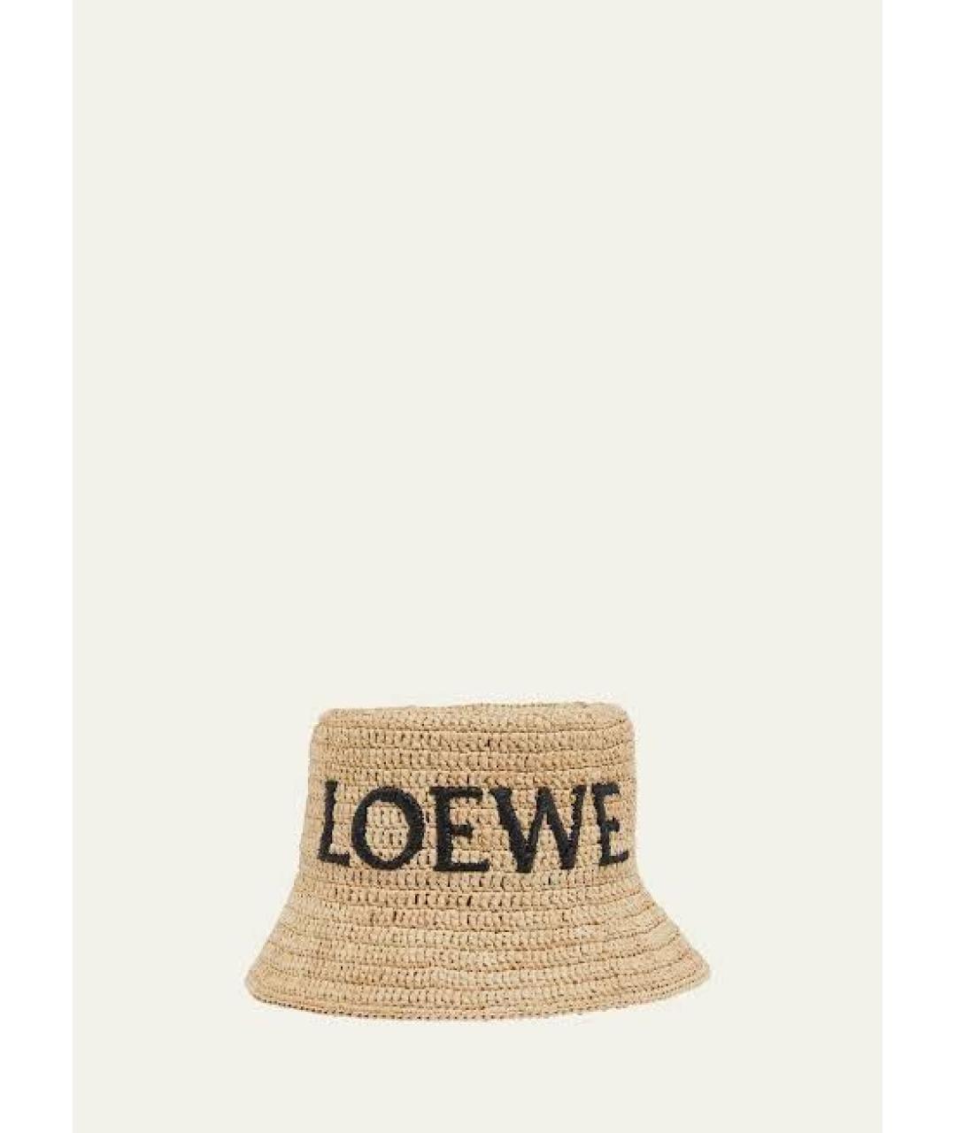 LOEWE Бежевая соломенная панама, фото 9