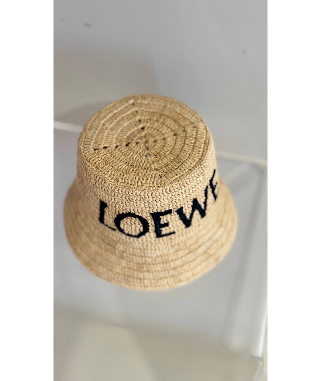 LOEWE Бежевая соломенная панама, фото 6