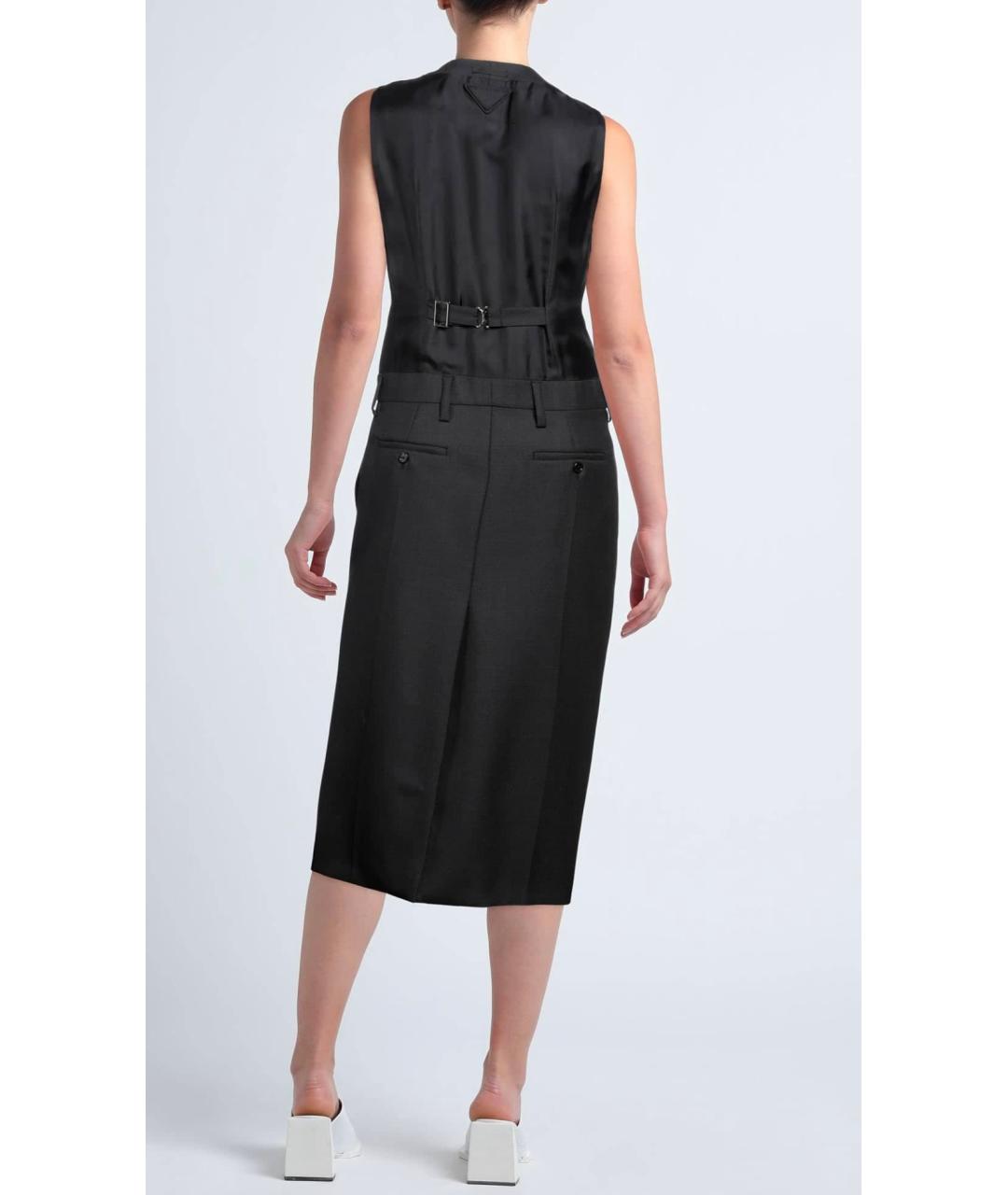 PRADA Черное шерстяное коктейльное платье, фото 3