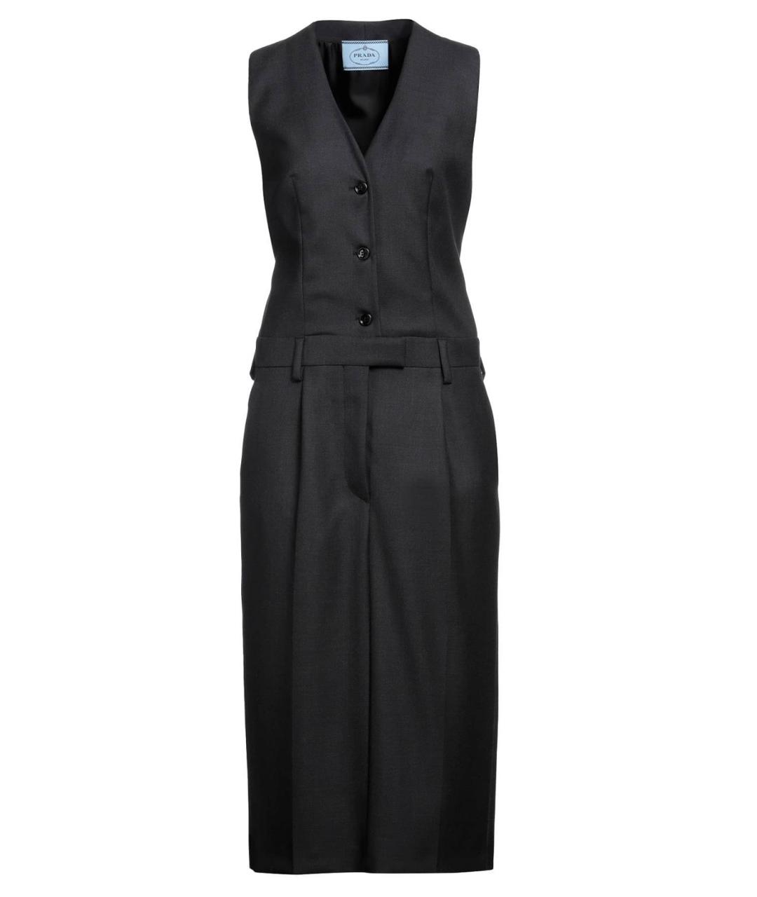 PRADA Черное шерстяное коктейльное платье, фото 1