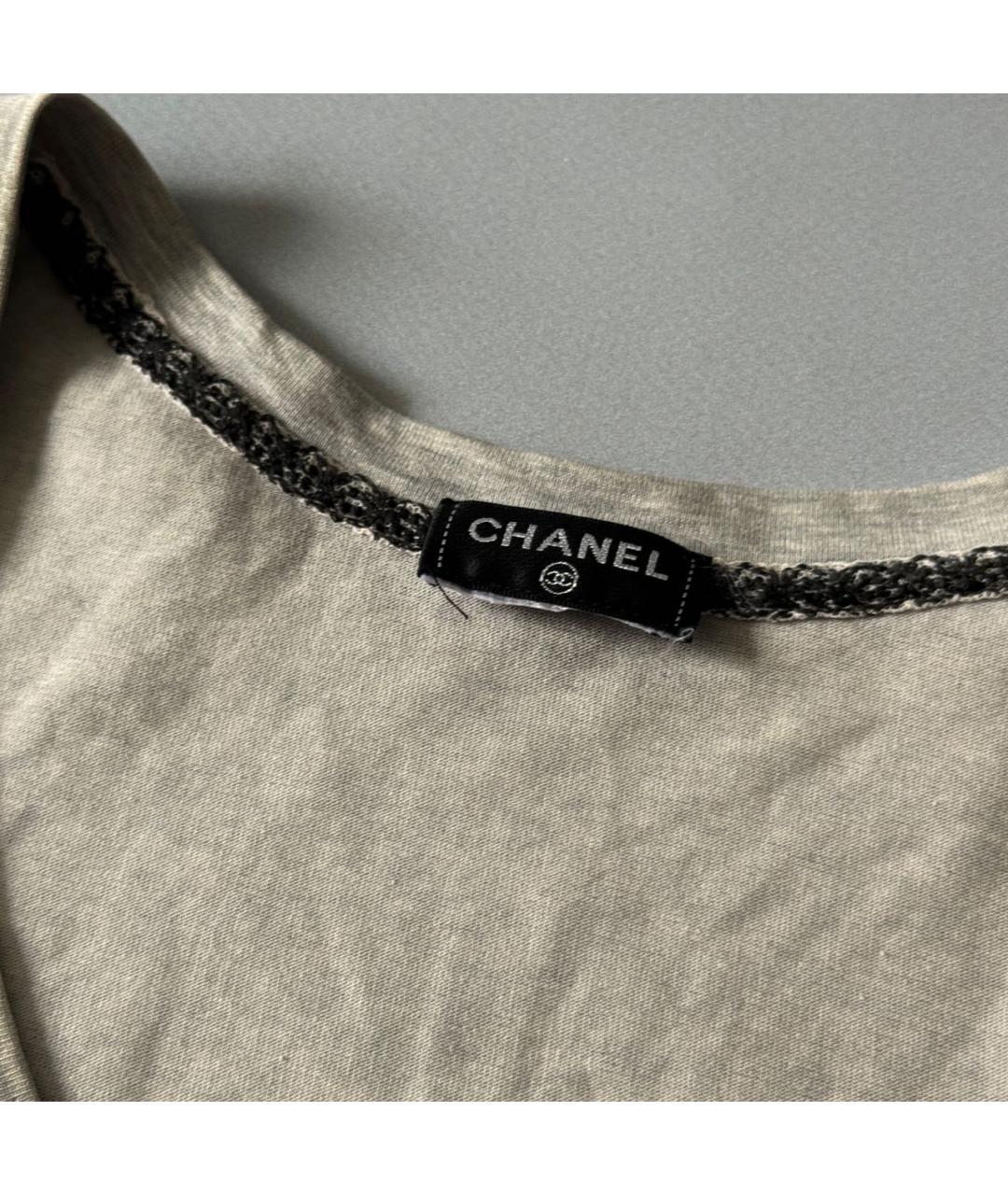 CHANEL Серая хлопковая футболка, фото 5