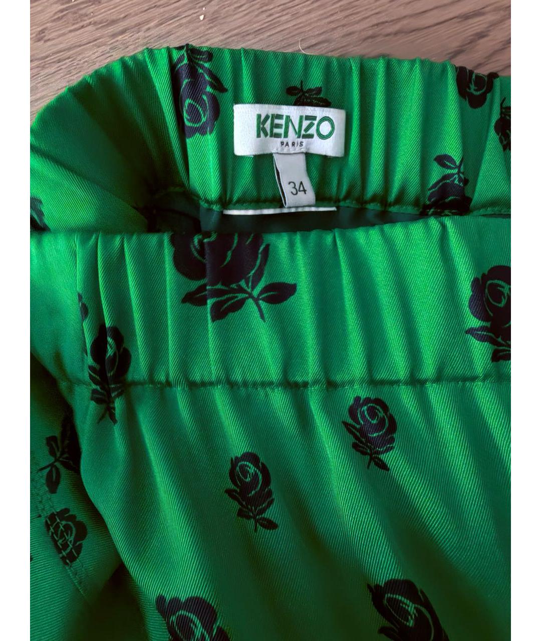 KENZO Зеленая атласная юбка миди, фото 3