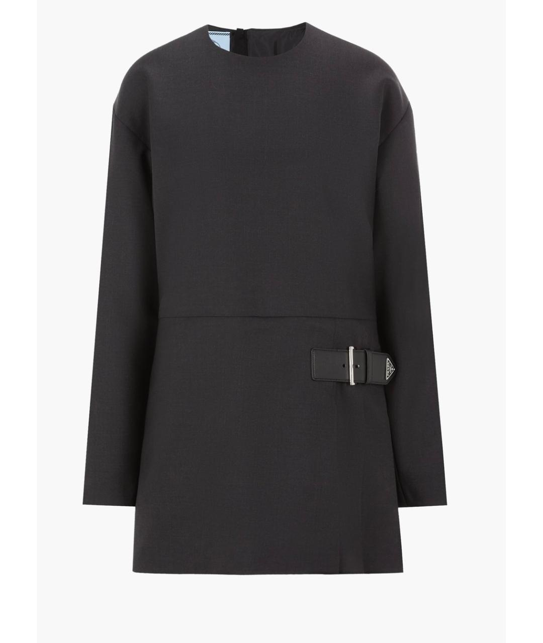 PRADA Черное шерстяное коктейльное платье, фото 6