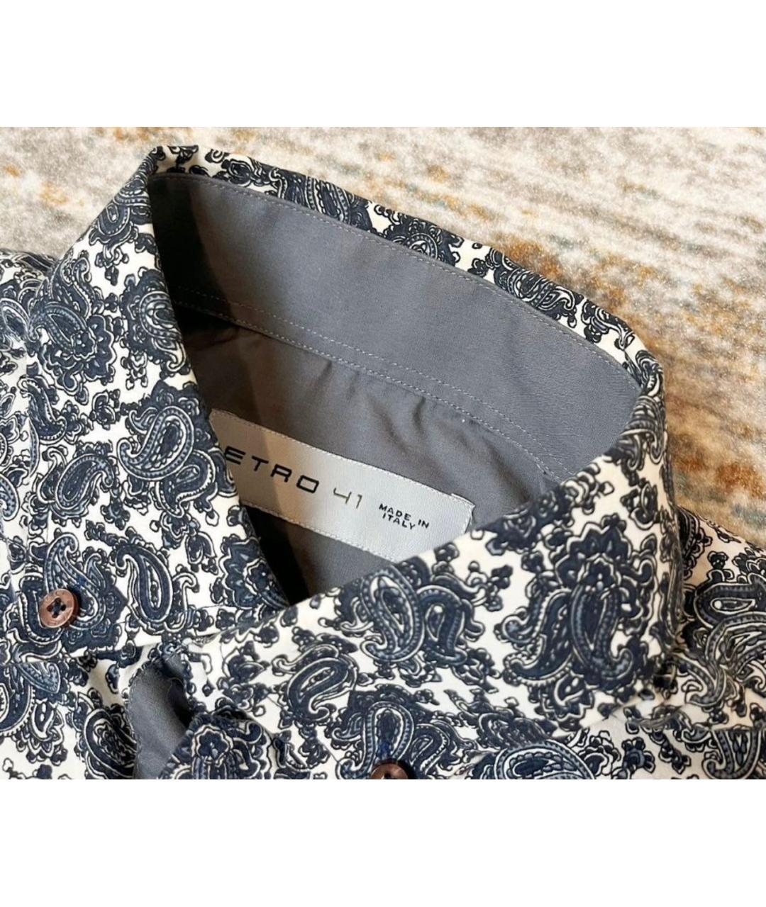 ETRO Синяя хлопковая кэжуал рубашка, фото 4