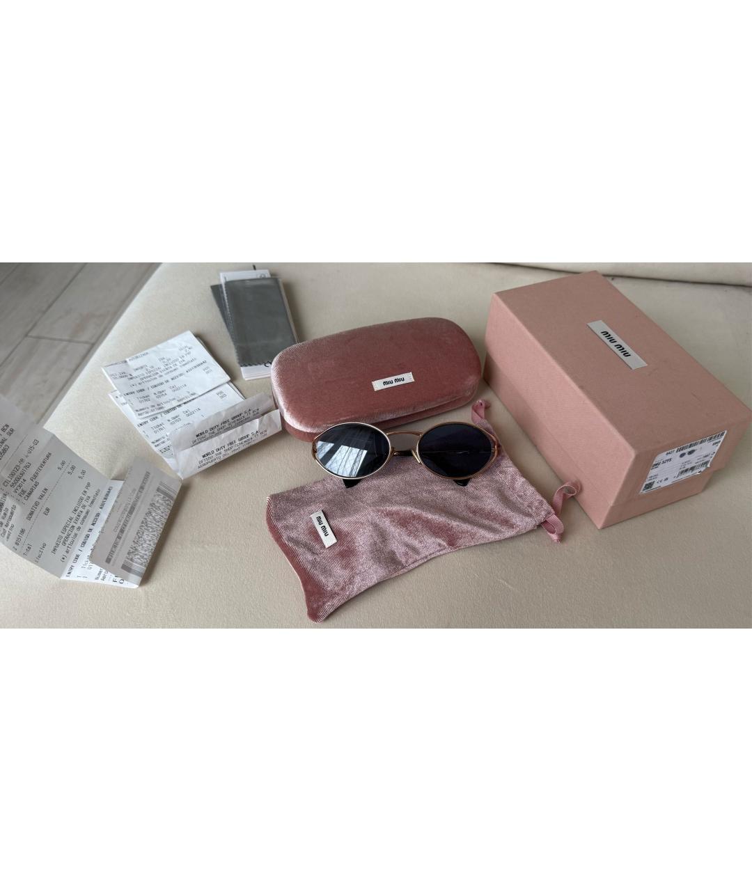 MIU MIU Розовые металлические солнцезащитные очки, фото 4
